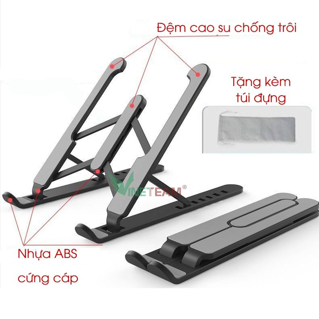 Giá đỡ Laptop Macbook stand P1 nhựa ABS hỗ trợ tản nhiệt gấp gọn chỉnh độ cao, đế tản nhiệt laptop ipad macbook -dc4453