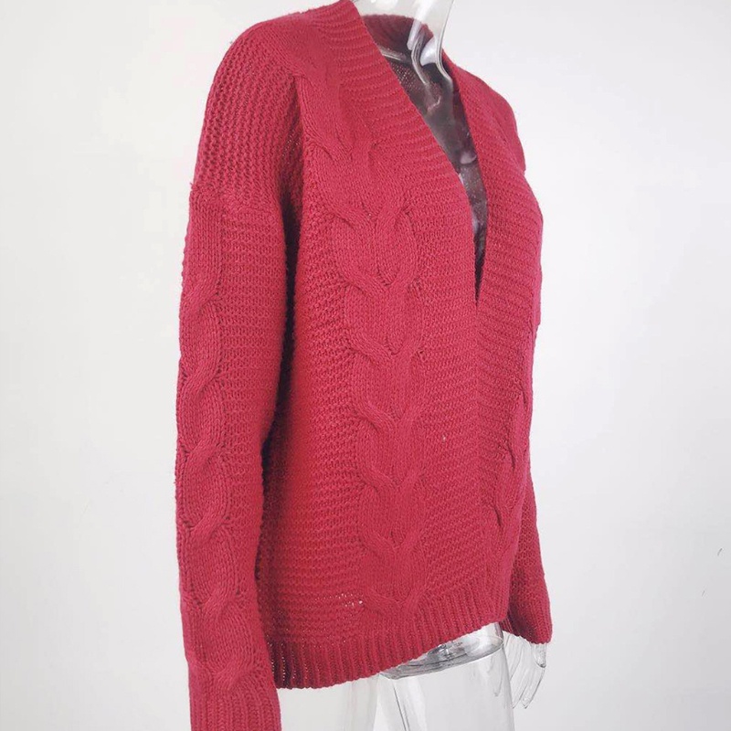 Áo Sweater Dệt Kim Tay Dài Thiết Kế Hở Trước Độc Đáo Thời Trang Cho Nữ