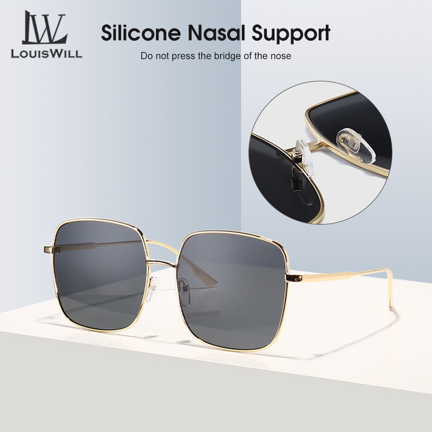 Kính mát LOUISWILL gọng vuông lớn bằng silicon chống tia UV phong cách vintage tùy chọn màu sắc cho nữ