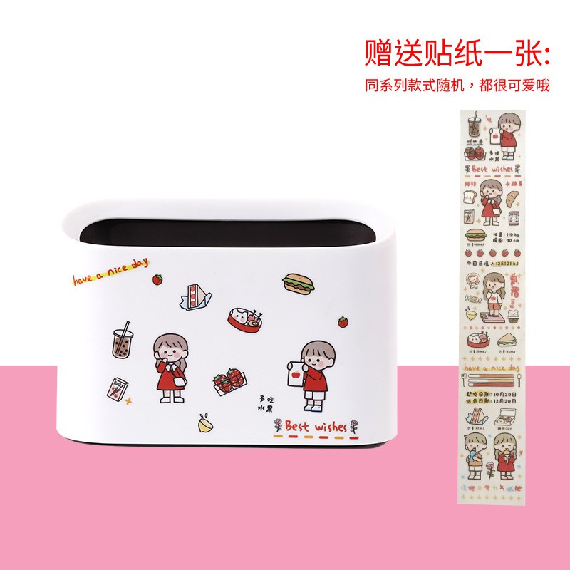 [Tặng Sticker]  Hộp Bút/ Thùng Rác Để Bàn Đa Năng Đựng Bút, Cọ Trang Điểm Trang Trí Bàn Học Ins Giasico