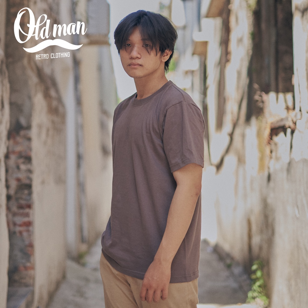 Áo Thun Cotton Nam Trơn OLDMAN Cổ Tròn, Có Bo Cổ, Áo Phông Retro Unisex 220g Vintage, Basic, Tay Đùi Ngắn, Cổ Điển | BigBuy360 - bigbuy360.vn