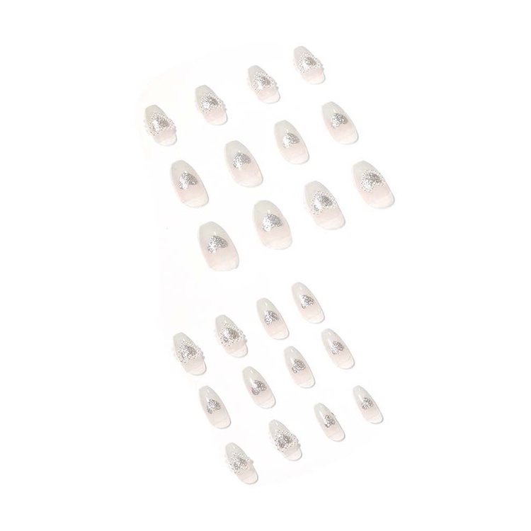 Bộ Móng Tay Giả Bằng Acrylic Màu Gradient Đính Nơ Và Ngọc Trai Xinh Xắn