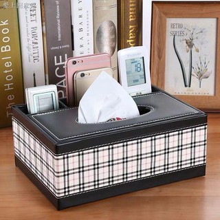 Hộp đựng khăn giấy điều khiển từ xa để bàn bằng da đa năng phong cách châu âu