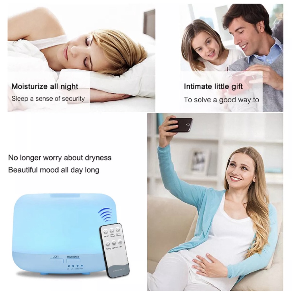 Máy Xông Tinh Dầu Khuếch Tán Tinh Dầu Phun Sương Hình Trụ Trong Dung Tích 500ml - Piggyy