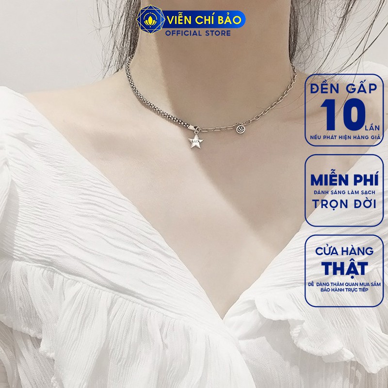 Dây chuyền choker bạc nữ Lucky Star chất liệu bạc thái 925 thời trang phụ kiện trang sức nữ Viễn Chí Bảo D000194