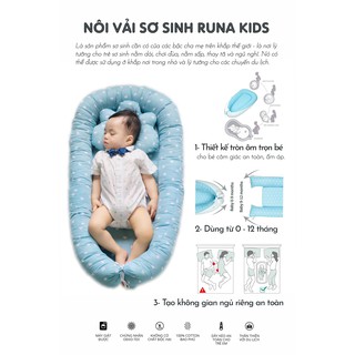 (NÔI THIẾT KẾ - COTTON 100% - 60*90) NÔI SƠ SINH CHO BÉ TỪ 0 - 1 TUỔI
