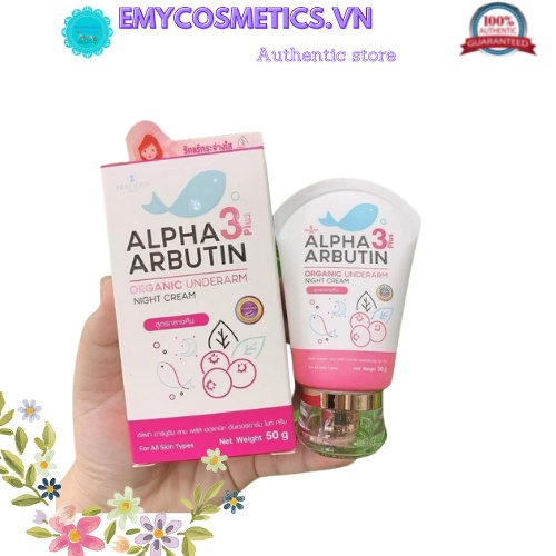 [Hàng Chuẩn - Mẫu Mới]Kem dưỡng trắng giảm thâm nách Alpha Arbutin 3 plus Organic Underarm Night Cream tuýp 50ml