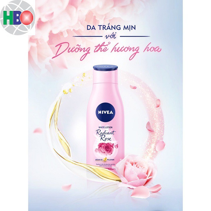 85706-Sữa dưỡng thể dưỡng trắng NIVEA hương hoa hồng Radiant Rose 200ml