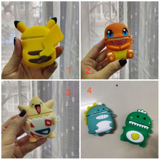 Ốp bảo vệ cho tai nghe Airpod 1, 2 cứng cáp, cao su non dày, màu đẹp. Ốp Pokemon, ốp siêu anh hùng