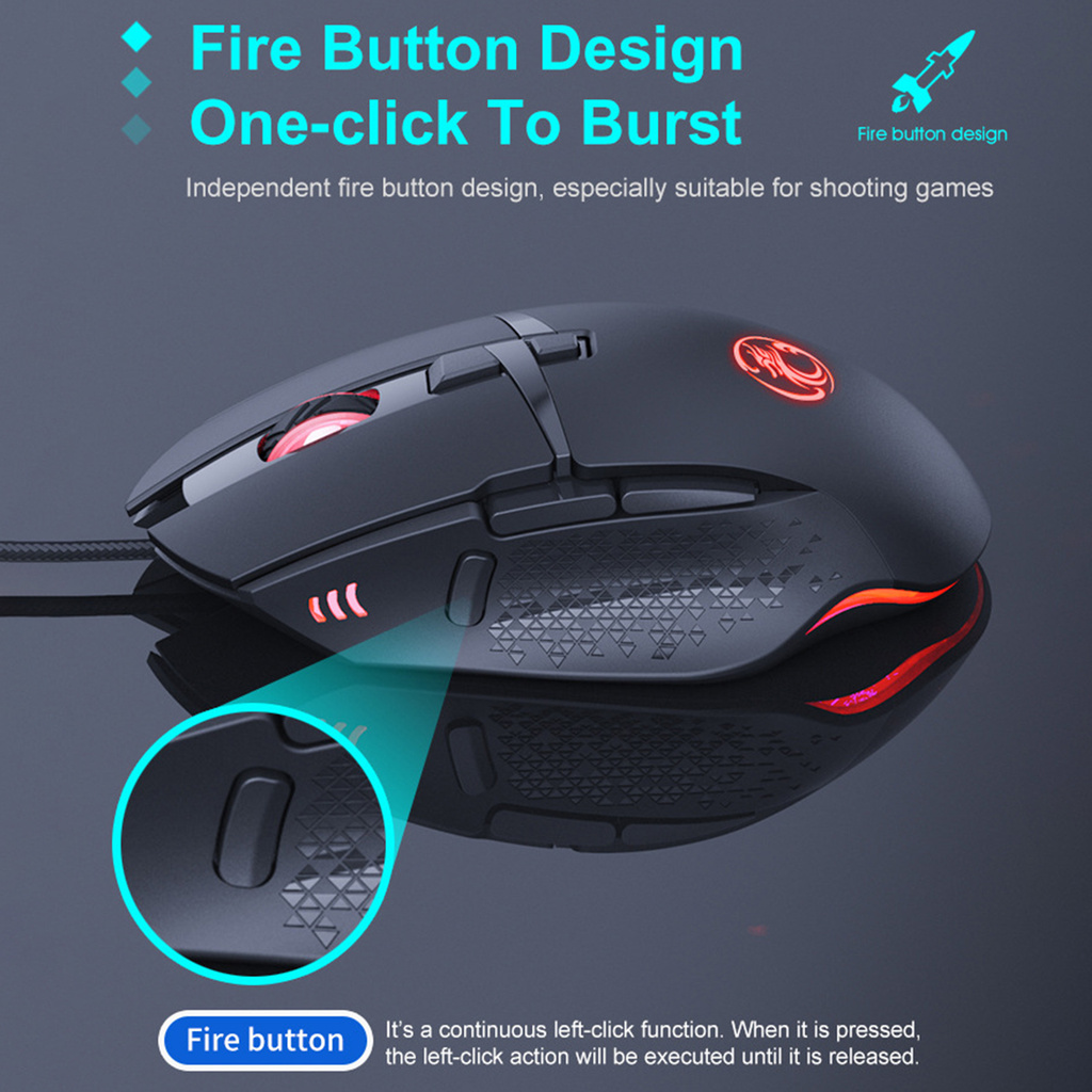 Chuột Gaming T91 Bằng Nhựa Abs Chất Lượng Cao Có Nút Bấm Lửa Chuyên Dụng Cho Game Thủ