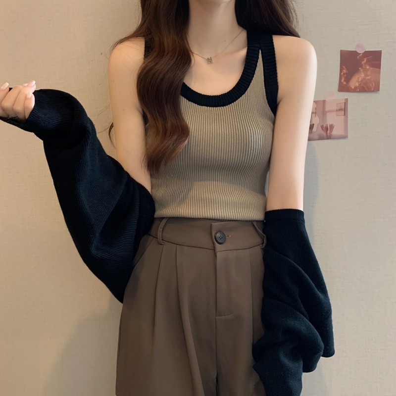 Set 2 áo ZHELIHANGFEI dệt kim lưng cao phong cách quyến rũ