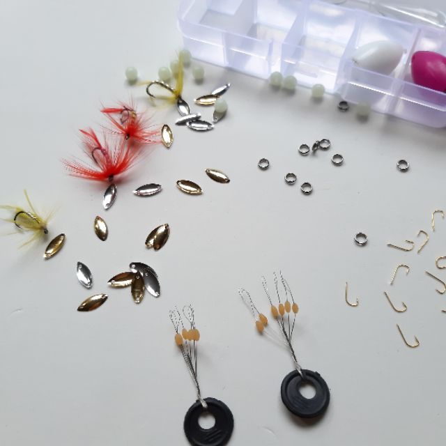 Combo Hộp Mồi Câu Lure Gồm Mồi Muỗi, Hạt Gạo Thần Kỳ Và Các Phụ Kiện, Mồi Câu Cá