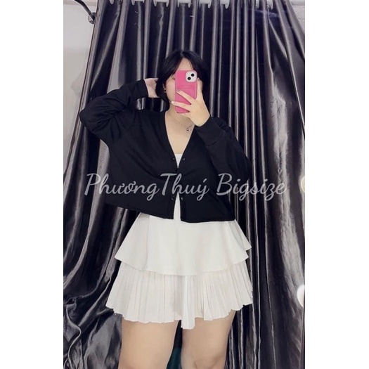 Áo khoác ngoài chất thun gân có nút bản to nữ bigsize