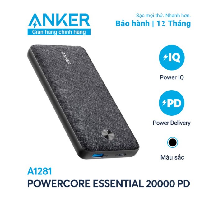Sạc dự phòng ANKER Metro Essential 20000 mAh PD 20w - A1287 siêu mỏng