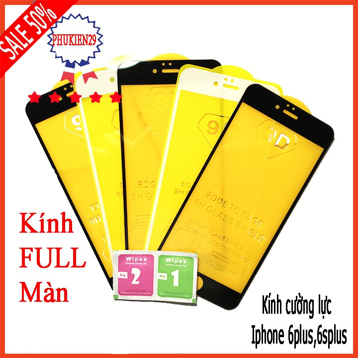 Kính cường lực IPHONE 6 plus, IPHONE 6S Plus , Kính cường lực full màn hình, Ảnh thực shop tự chụp AHATOKYO