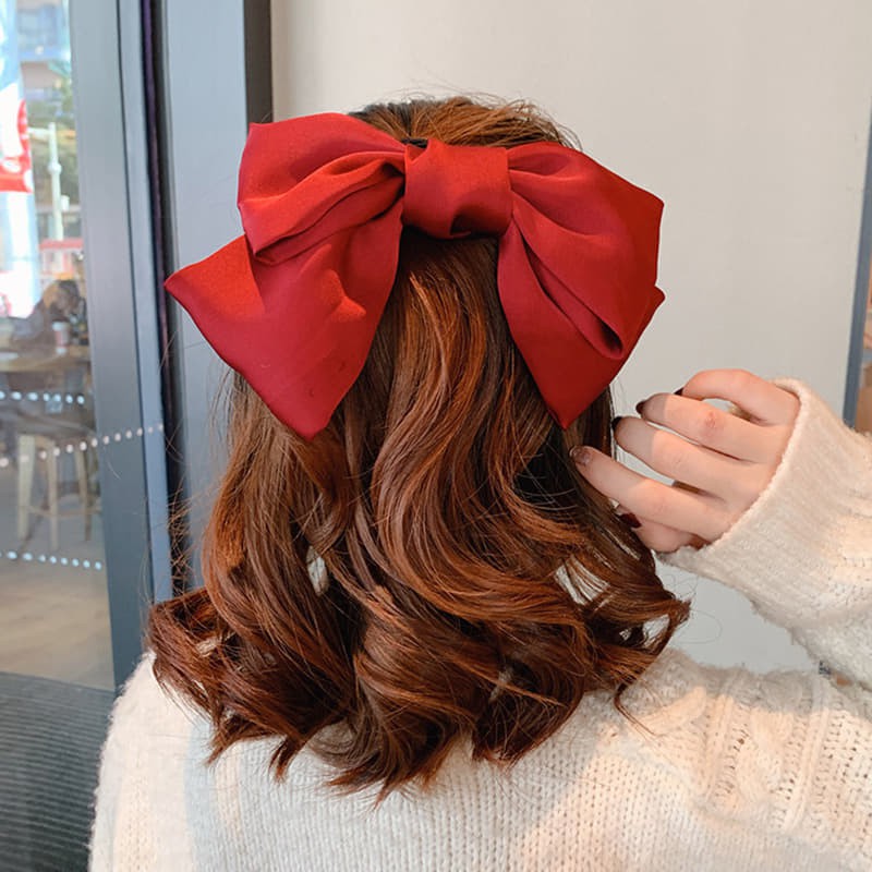 Kẹp tóc nơ tiểu thư satin Hàn Quốc quà valentine cho nữ
