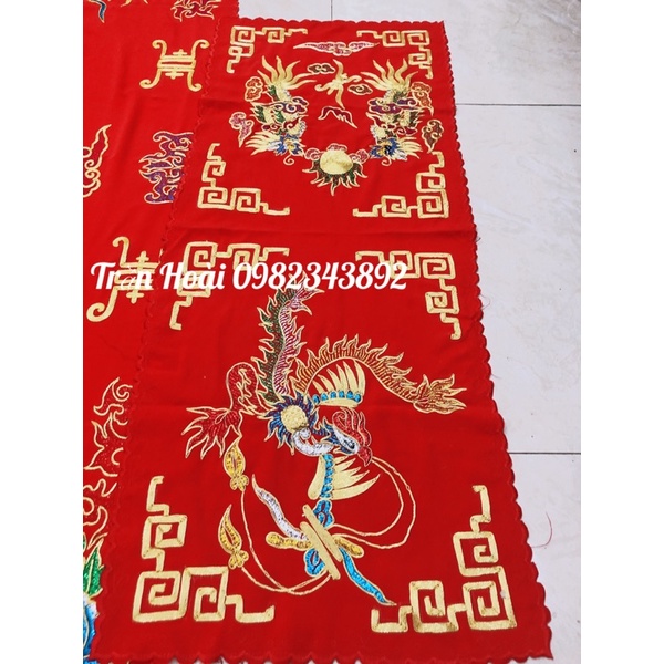 Khăn áo hầu đồng - bộ khăn phủ diện , khăn tấu hương rồng phượng thêu kim sa và chỉ ngũ sắc