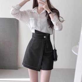Quần giả váy cạp cao chỉ nổi phong cách Hàn Quốc (có ảnh thật )