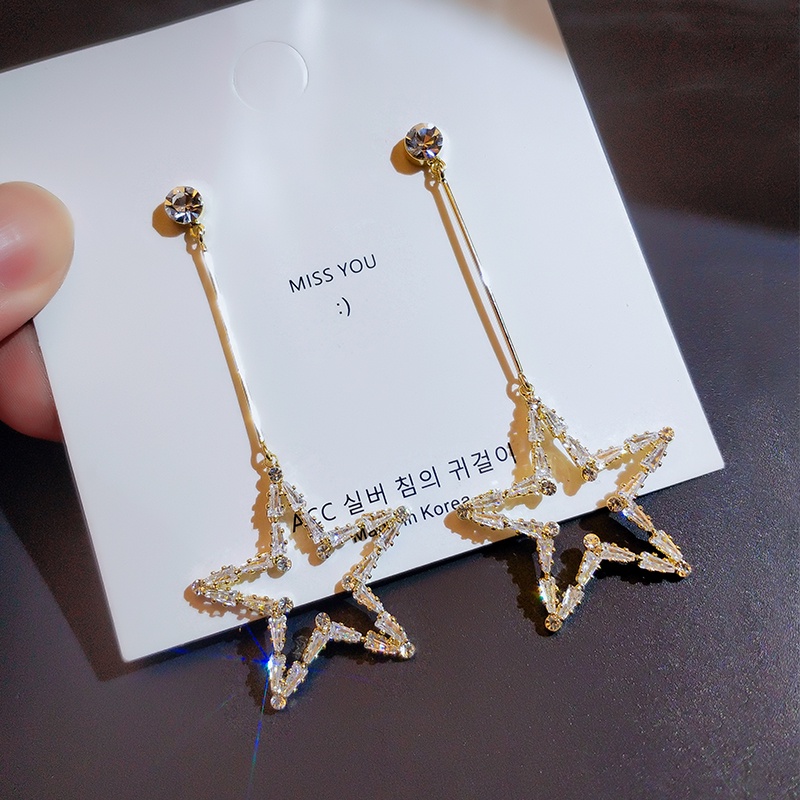 Đôi Bông Tai Ngôi Sao Năm Cánh Đính Đá Thời Trang Nữ Tính