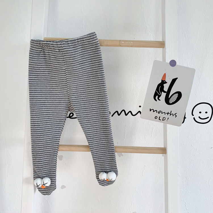 Quần legging dài vải cotton mềm mại kẻ sọc thời trang cho bé trai và gái