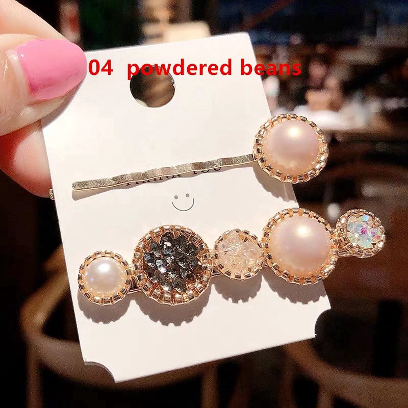 Kẹp Tóc Thẳng Đính Đá / Ngọc Trai Nhân Tạo Phong Cách Hàn Quốc