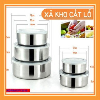 ☘Free ship/ Bộ thố inox đựng thực phẩm 5 có lắp đậy cái tiện dụng – dùng chứa thức an cho tủ lạnh