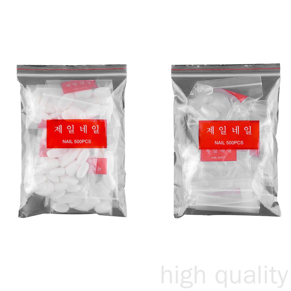 Bộ 500 Móng Tay Giả Hình Oval Trong Suốt Thời Trang Cho Nữ Run998