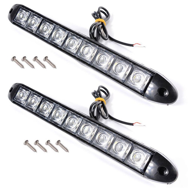 Set 2 đèn dùng ban ngày chống sương mù  DC 12V 9 bóng Led dành cho ô tô / xe tải chất lượng cao