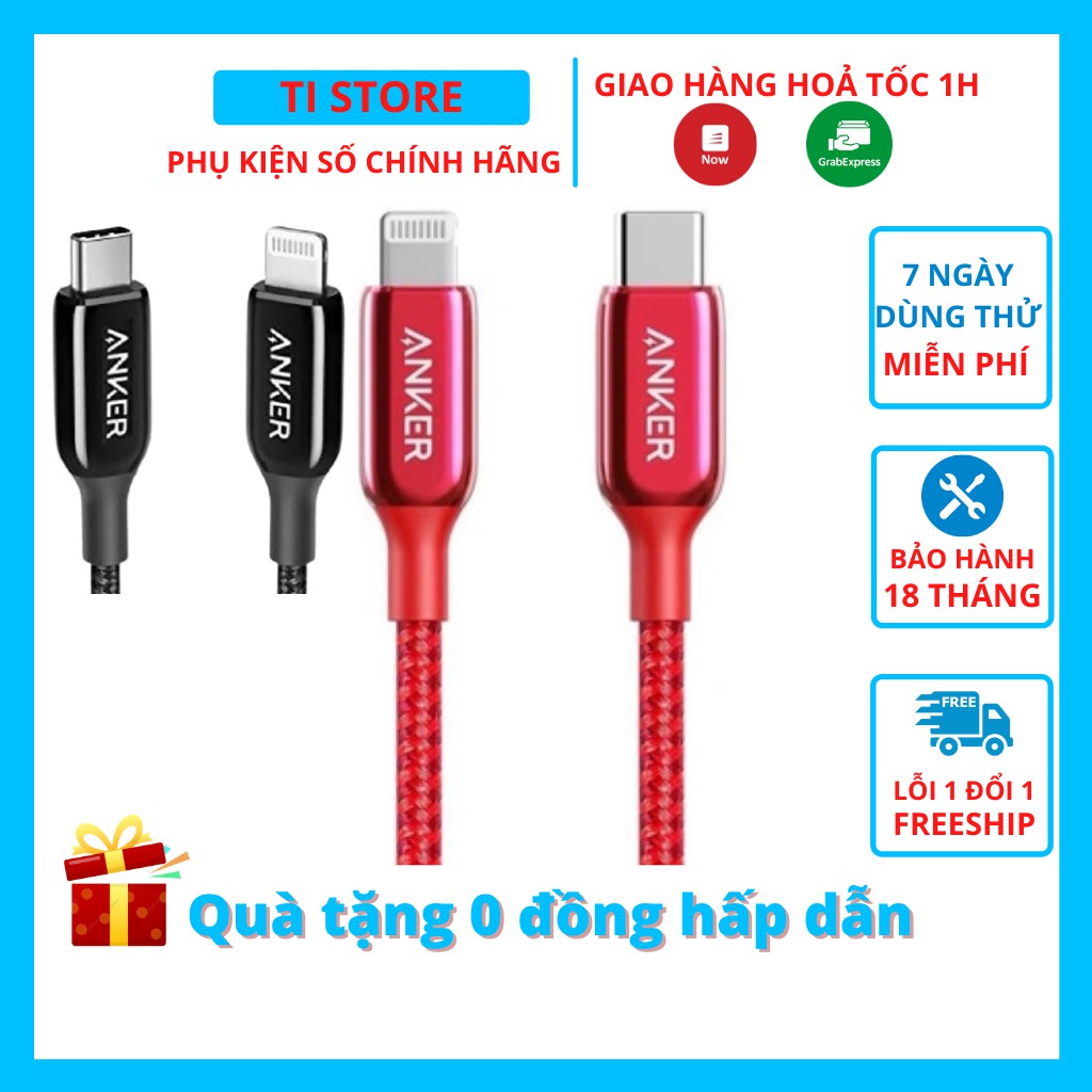 Dây cáp sạc nhanh iphone anker A8842 0.9m Usb-C to Lighting thế hệ 3 cho ipad iphone 8 X Xs Xr 11 12 13 pro max tistore