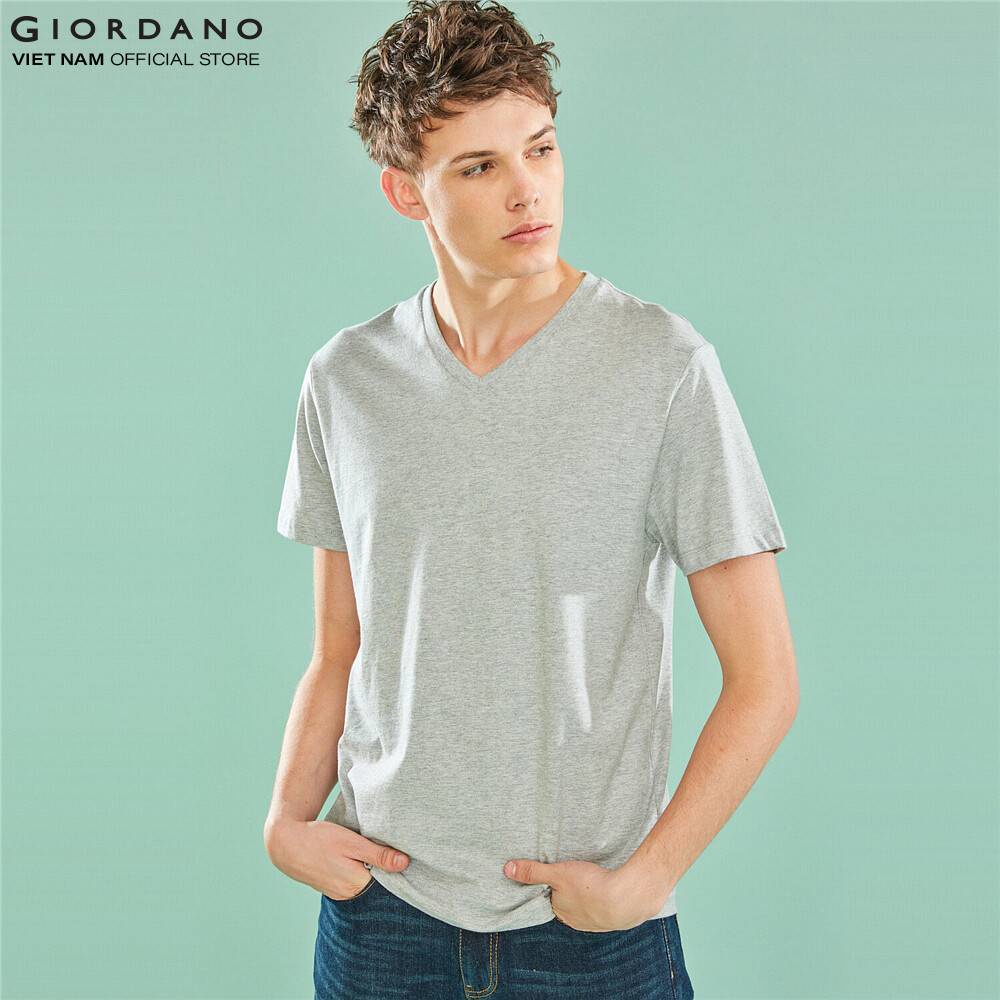 Áo Thun Nam Ngắn Tay Cổ Tim Solid V-neck Slim Tee Giordano 01029251