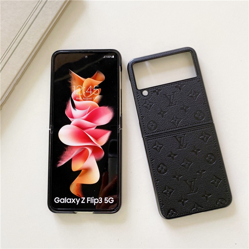 Ốp Điện Thoại Da PU Chống Sốc Họa Tiết LV Sang Trọng Cho Samsung Galaxy Z Flip 2 3 4 5 Samsung Galaxy Z Flip 5