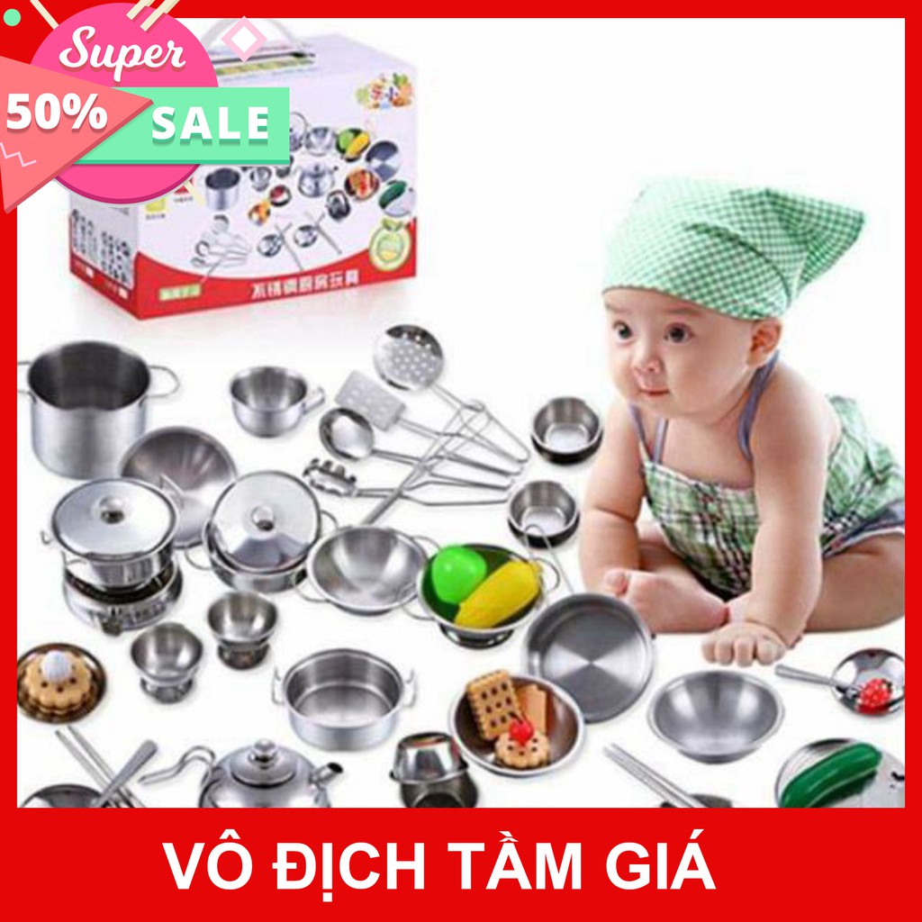 Bán giá gốc Bộ Đồ Chơi Nấu Ăn Bằng Inox 40 Chi Tiết