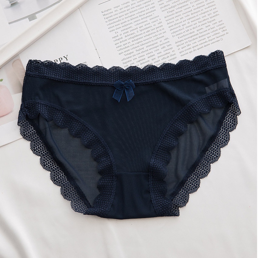 Quần Lót Nữ Ren cao cấp HUNA viền ren SEXY đính nơ tôn dáng kháng khuẩn-NH03