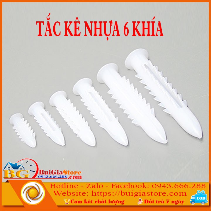 10 cái nở nhựa (tắc kê nhựa 6 khía) đủ kích cỡ