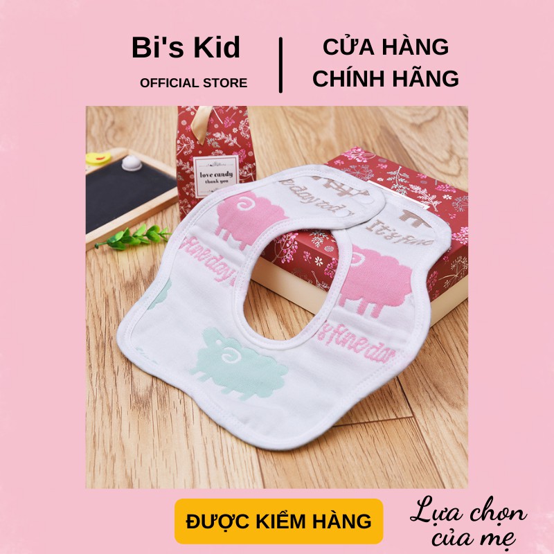 Yếm cho bé 📌FREESHIP📌 yếm xoay 360 độ  6 lớp vải xô dày dặn đeo 2 mặt cho bé yêu ăn dặm KT 28x28cm