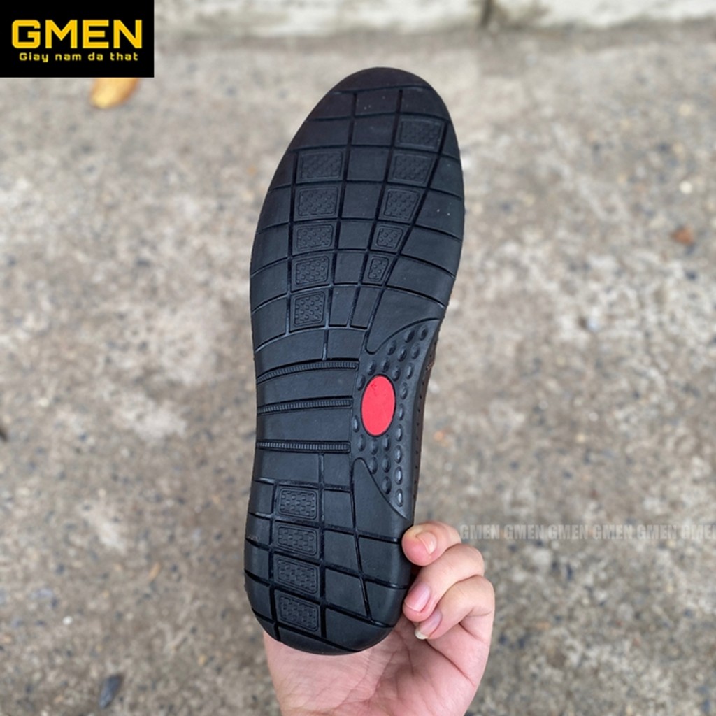 Giày lười nam thiết kế chất liệu da thật mềm mại đế cao su khâu chỉ dù siêu bền bỉ êm chân GM099
