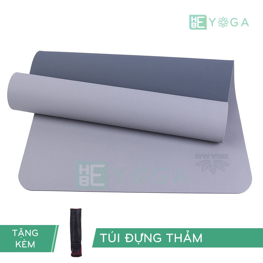 Thảm yoga TPE Zera Mat 2 lớp 8mm màu Xám (Tặng Kèm Túi)