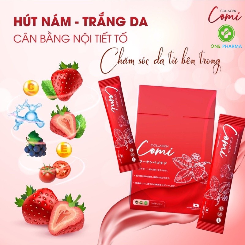 Collagen Comi uống đẹp da Nhật Bản, hút nám, trắng da, chống lão hóa, Hộp 10g