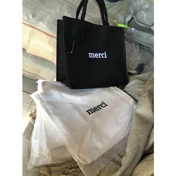 Túi Tote, Túi Merci Loại 1, Hai Màu Đen và Trắng Cực Sang Chảnh, Túi Du Lịch Hot Hit