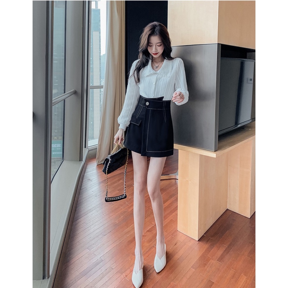 Chân váy nữ, chân váy nữ kaki dày dặn phối chỉ trắng đủ size S M L SKUCV-03C
