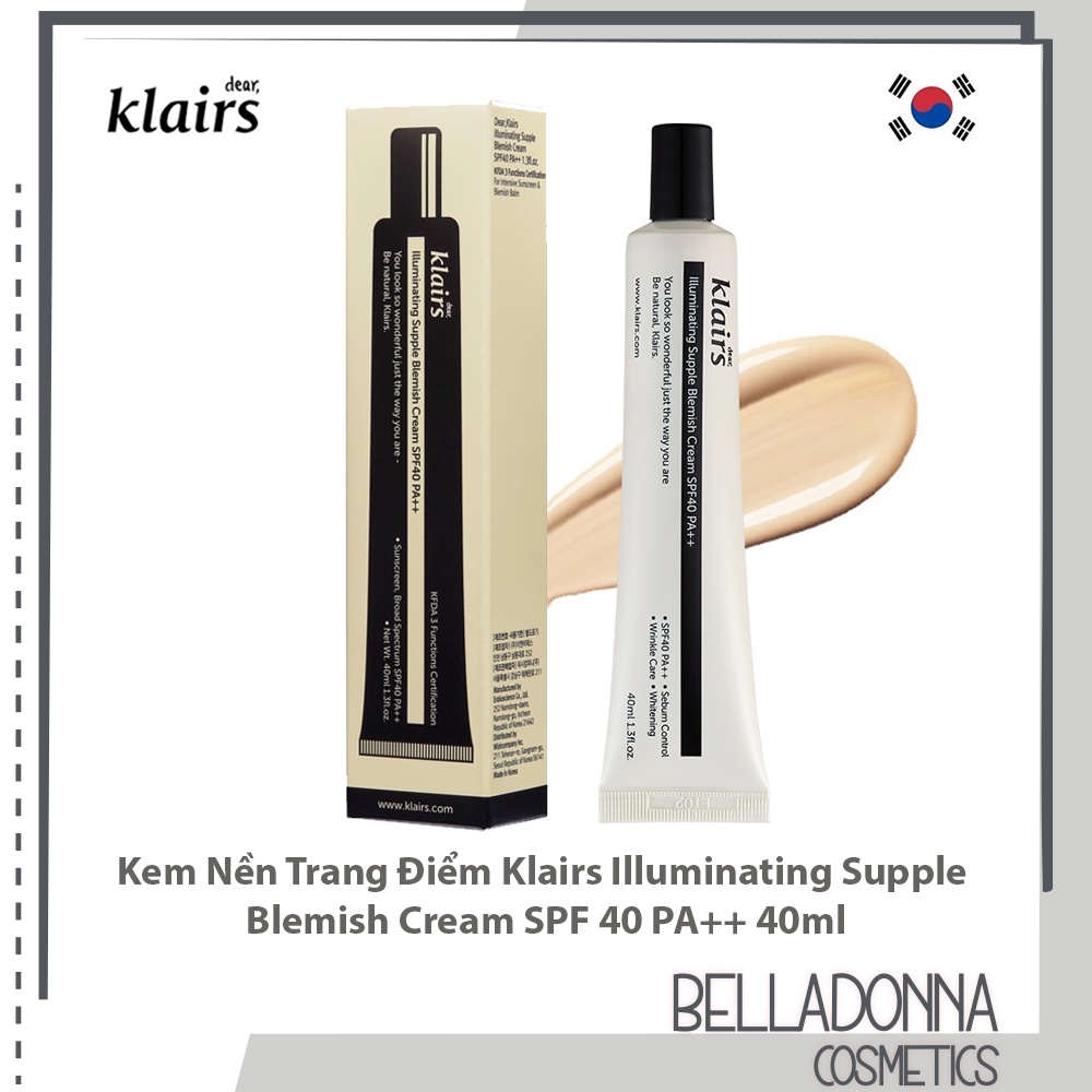 [CHÍNH HÃNG] Kem Nền Trang Điểm Đa Năng Klairs Illuminating Supple Blemish Cream SPF 40 PA++ 40ml