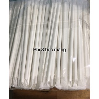 Ống hút giấy phi 8 bọc màng dài 21cm (100 ống/1 túi)