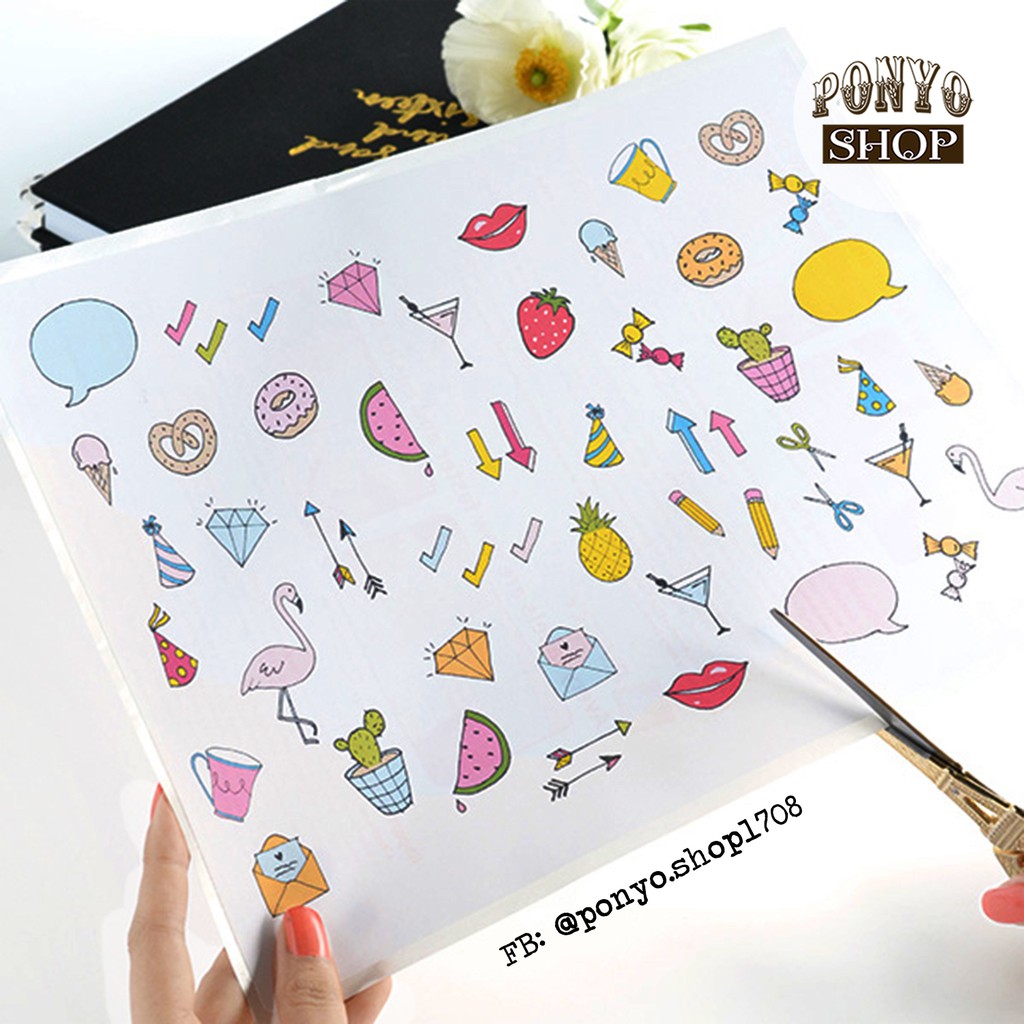 🐽 Sticker keo A4 trang trí sổ Scrapbook/ sổ Planner