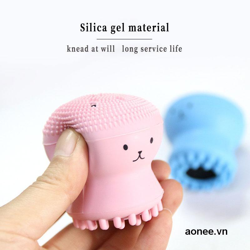 ✨✨Bàn chải làm sạch mặt trang điểm bằng silicone hình bạch tuộc đáng yêu