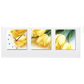 Tranh đồng hồ trang trí treo tường ghép 3 bức 1m2 đẹp