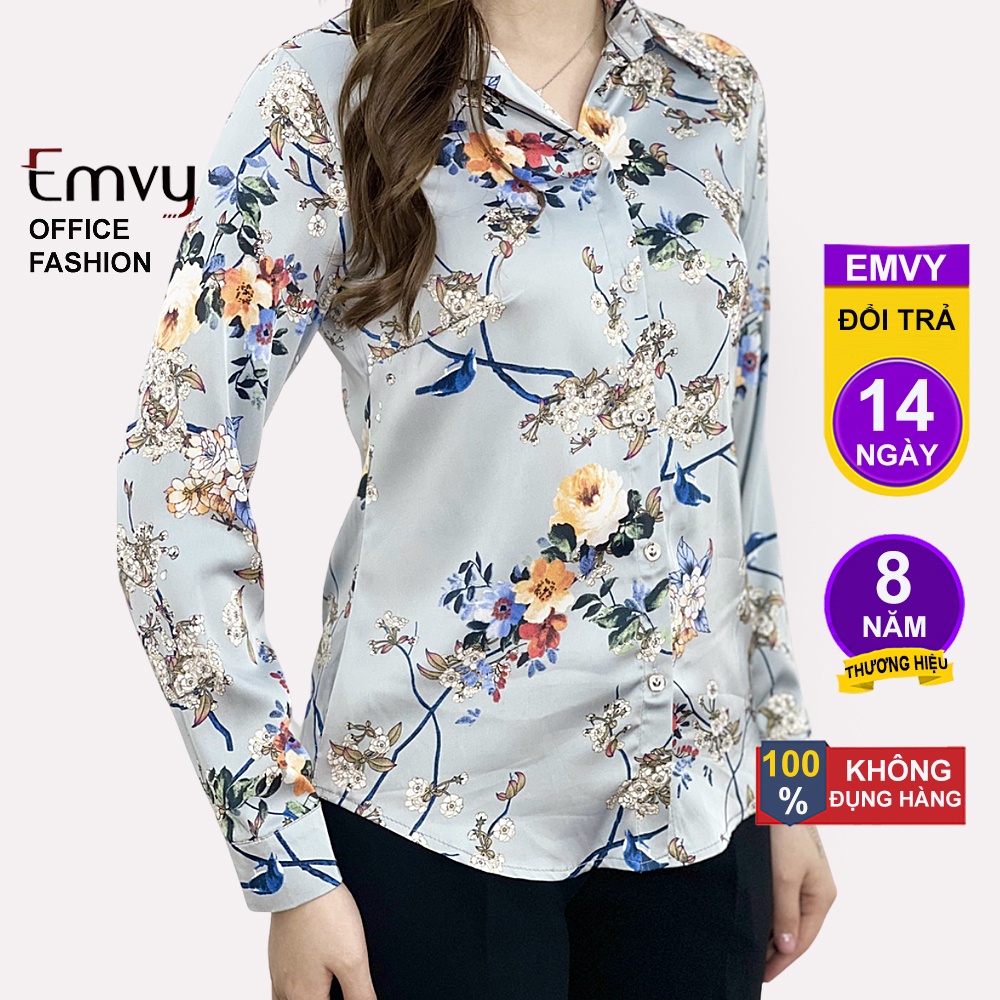 Áo sơ mi nữ thu đông , Sơ mi lụa thu đông cao cấp Phù hợp sơ vin Emvy Fashion E10