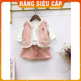 [Hàng Cao Cấp - Ảnh Thật] Set Gile Cho Bé Gái, Kèm Áo Thun Nhung Chân Váy Hàng 2 Lớp Siêu Đẹp, Mặc Auto Xinh
