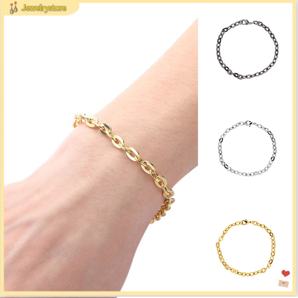 (jewelrystore) Vòng Tay Mắc Xích Thiết Kế Đơn Giản Cho Nam Và Nữ