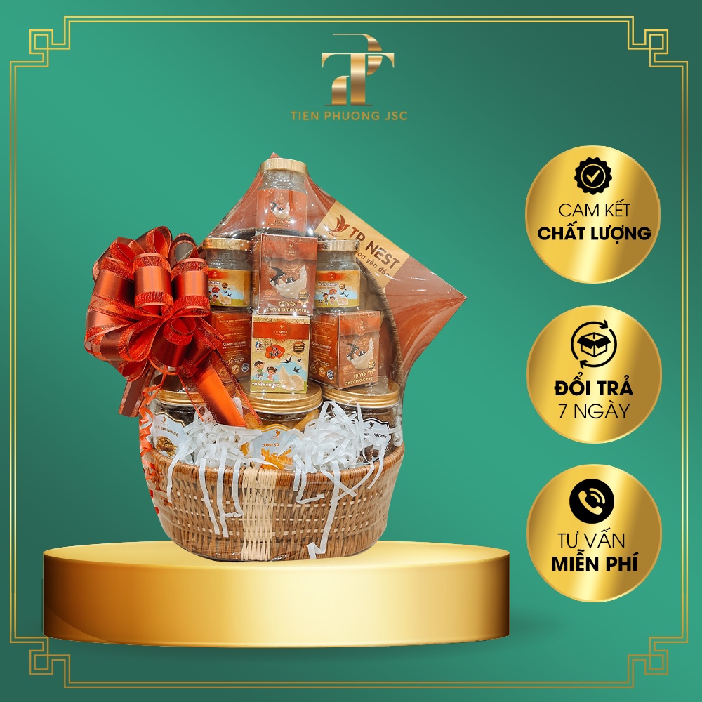 Giỏ quà tặng cao cấp Tổ yến, Hoa quả tổng hợp 850 thực phẩm chăm sóc sức khỏe bồi bổ cơ thể