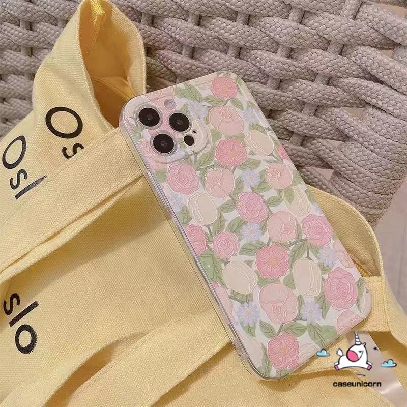 Ốp điện thoại Tpu mềm họa tiết hoa hồng 3D thích hợp cho Iphone 12 11 Pro Max Iphone 7 8 Plus X Xr Xs Max Se 2020